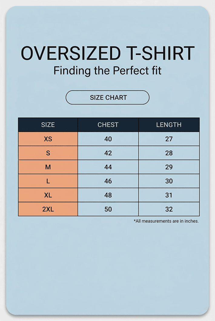 oversized t-shirt men size chart