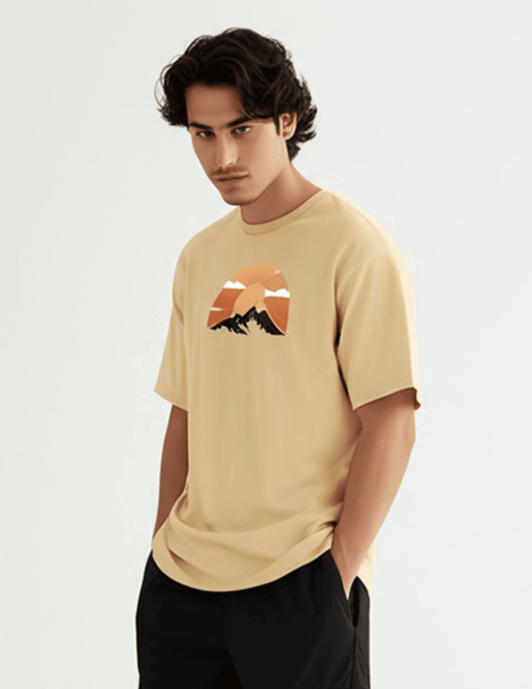 240 GSM pure cotton Casual oversized t-shirt for men side front