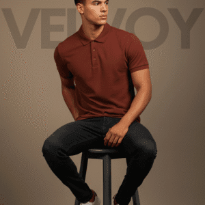 Kiln Classic 220 GSM pure cotton regular fit polo t-shirt for men sitting