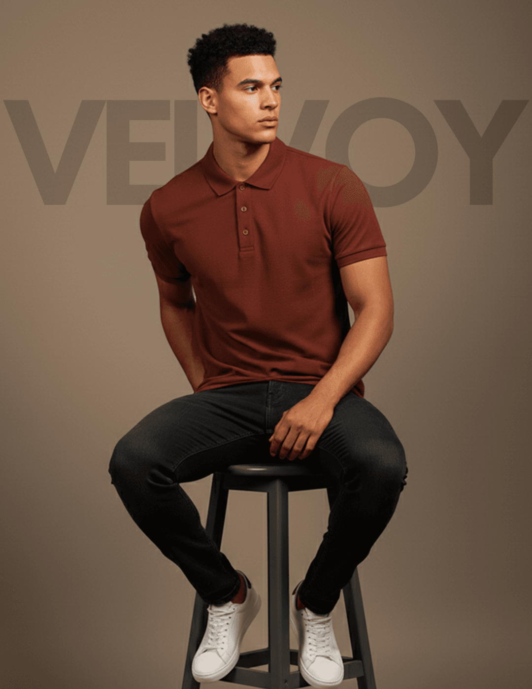 Kiln Classic 220 GSM pure cotton regular fit polo t-shirt for men sitting