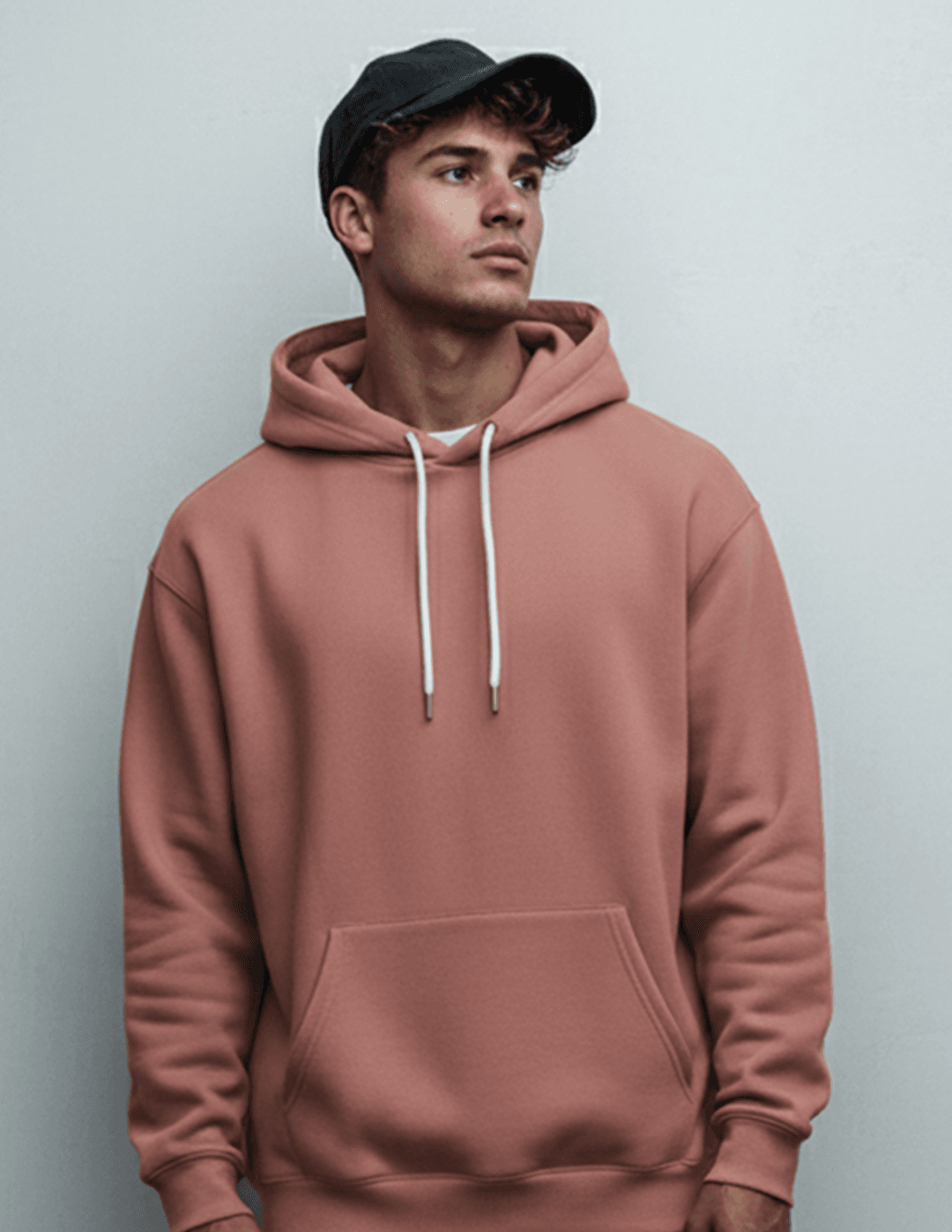 coral 300 GSM cotton blend regular fit hoodie for men front