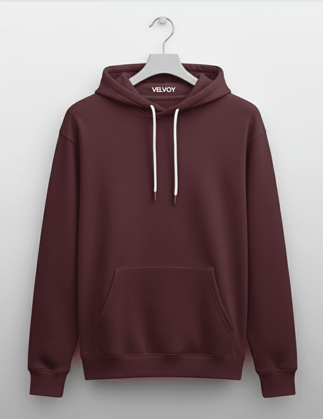 Maroon 300 GSM cotton blend regular fit hoodie for women hanger front