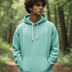 mint 300 GSM cotton blend regular fit hoodie for men front
