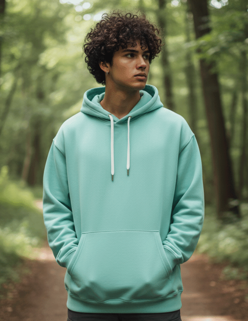 mint 300 GSM cotton blend regular fit hoodie for men front