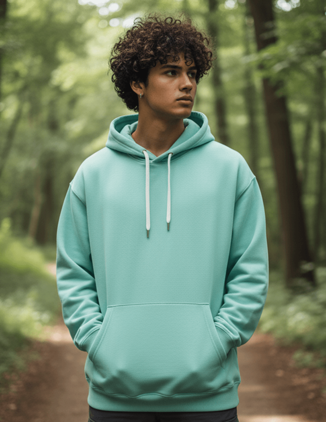 mint 300 GSM cotton blend regular fit hoodie for men front