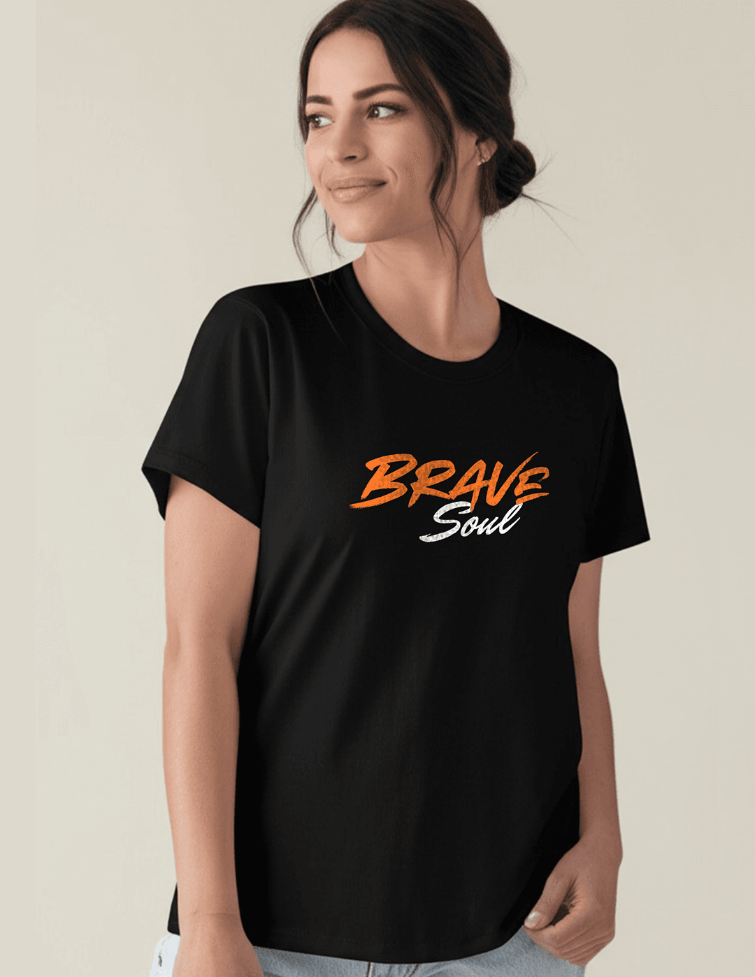 Black Brave Soul 180 GSM pure cotton classic fit t-shirt for women front