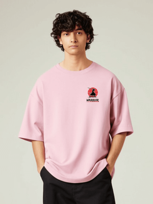 Warrior Pale Pink 240 GSM pure cotton oversized t-shirt for men front