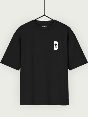 Dragon Black 240 GSM pure cotton oversized t-shirt for men front hanger